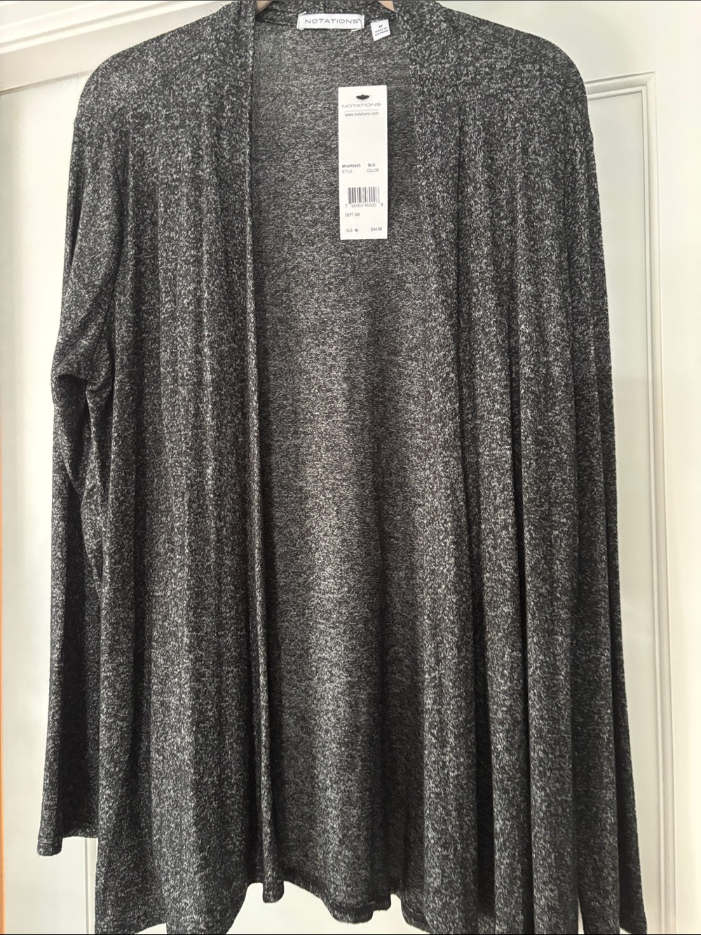 NOTATIONS Heather Gray Open-Front Women's Cardigan